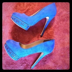 Michael Antonio Blue (faux) Suede Stilletos